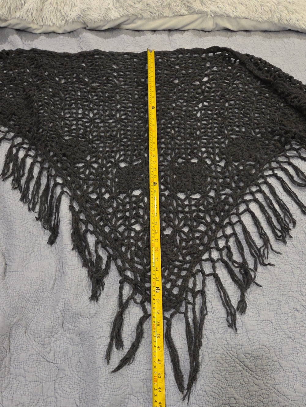 American Eagle Outfitters Charcoal Crochet Fringe Shawl - Picture 6 of 7